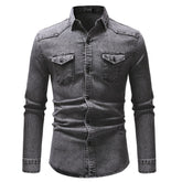 camisa jeans masculina manga longa