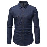 camisa jeans masculina manga longa