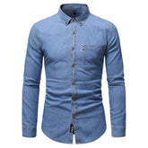 camisa jeans masculina manga longa