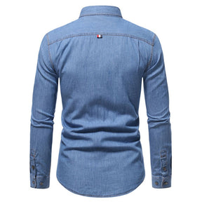 camisa jeans masculina manga longa