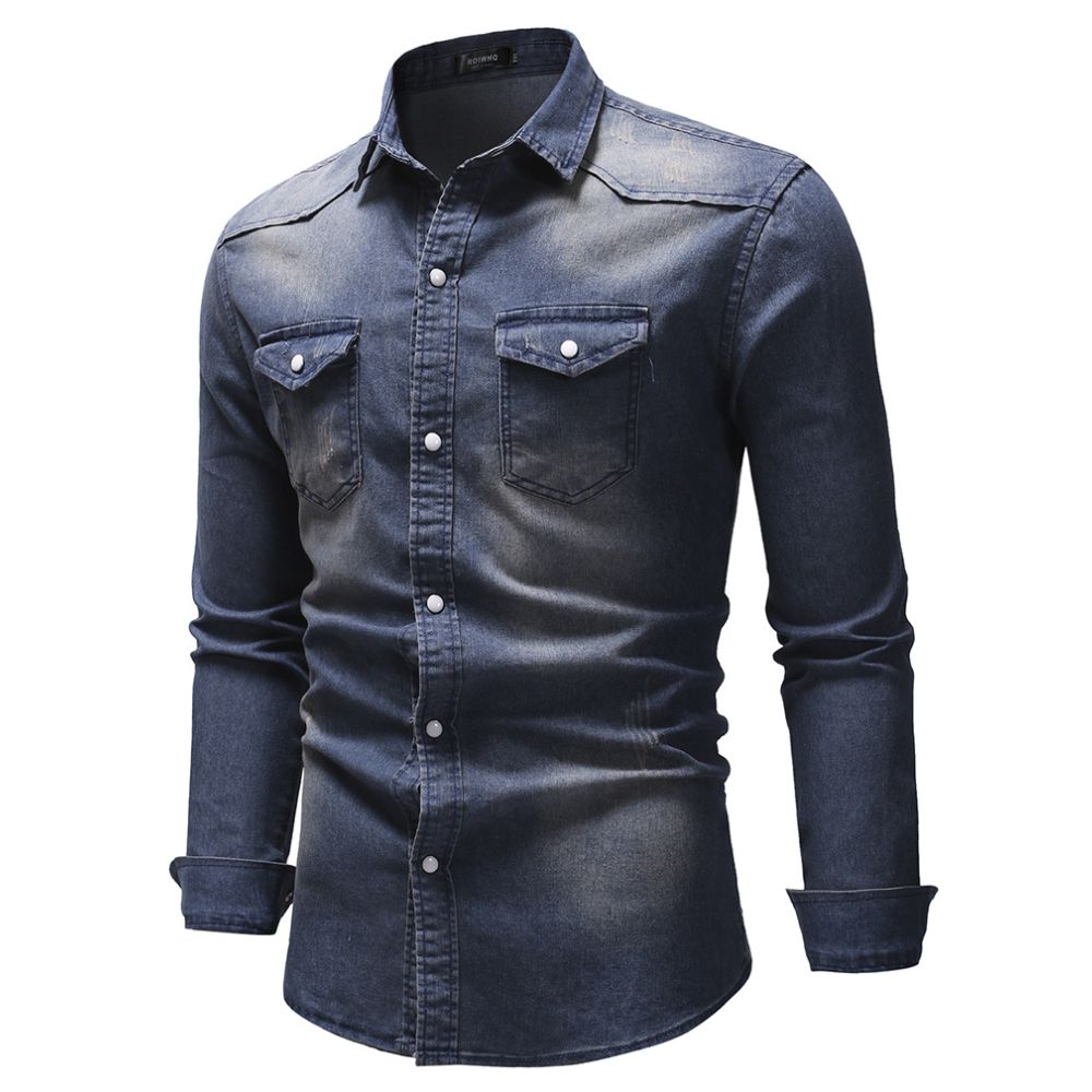 camisa jeans masculina manga longa