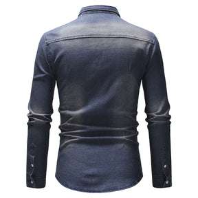 camisa jeans masculina manga longa