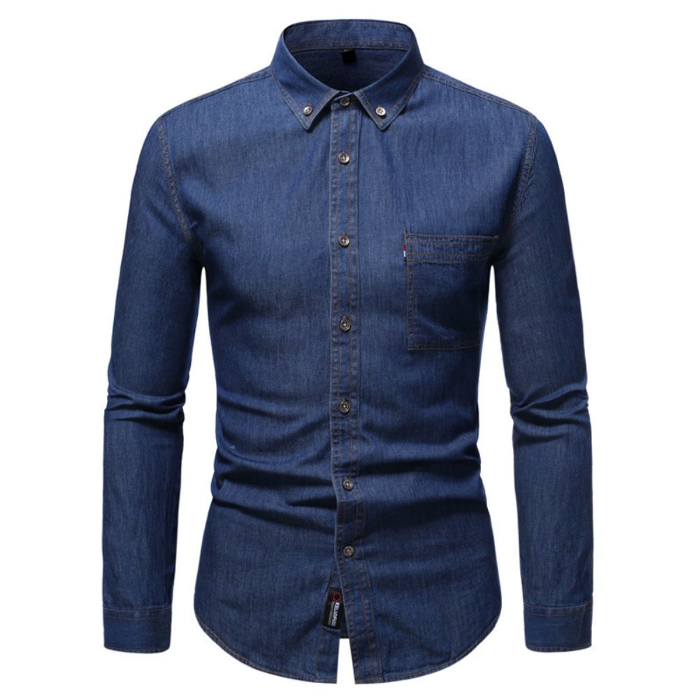 camisa jeans masculina manga longa