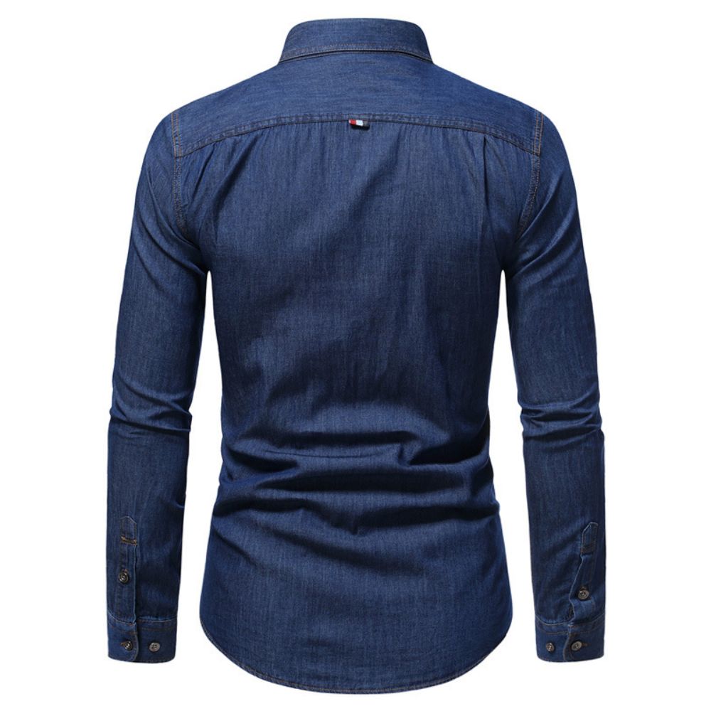 camisa jeans masculina manga longa