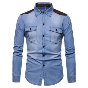 camisa jeans masculina manga longa