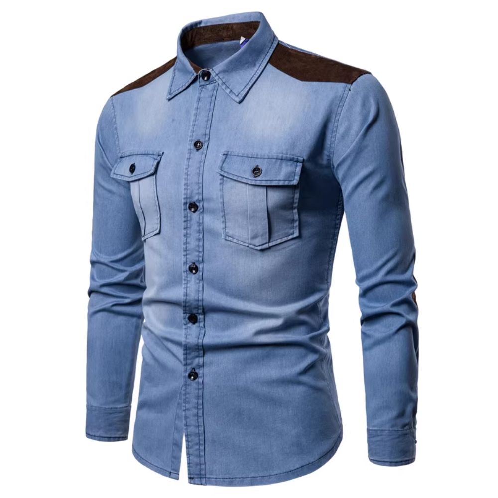 camisa jeans masculina manga longa