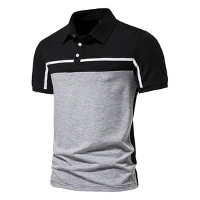 camisa polo masculina cinza com preto