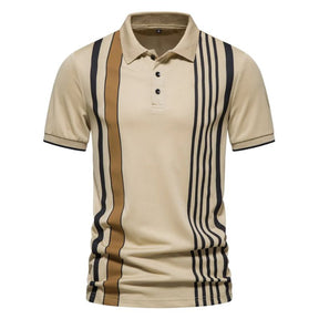 camisa polo masculina listrada bege