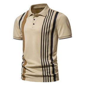 camisa polo masculina listrada bege