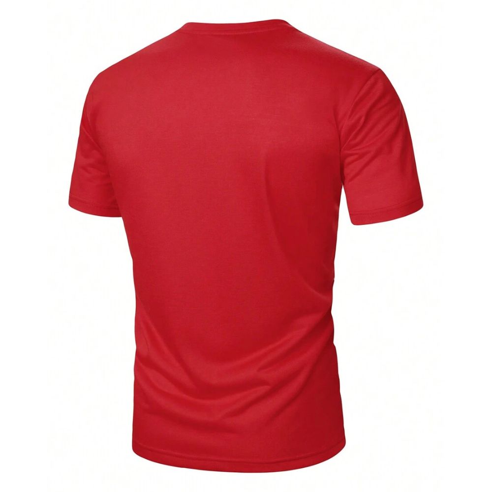 camiseta masculina vermelha listrada