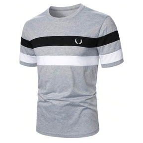 camiseta masculina cinza listrada