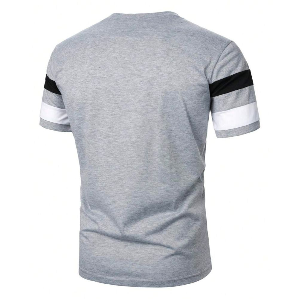 camiseta masculina cinza listrada