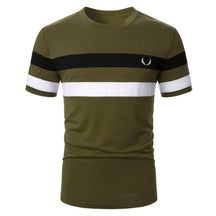 camiseta masculina verde listrada