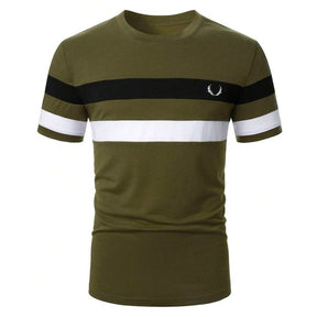 camiseta masculina verde listrada