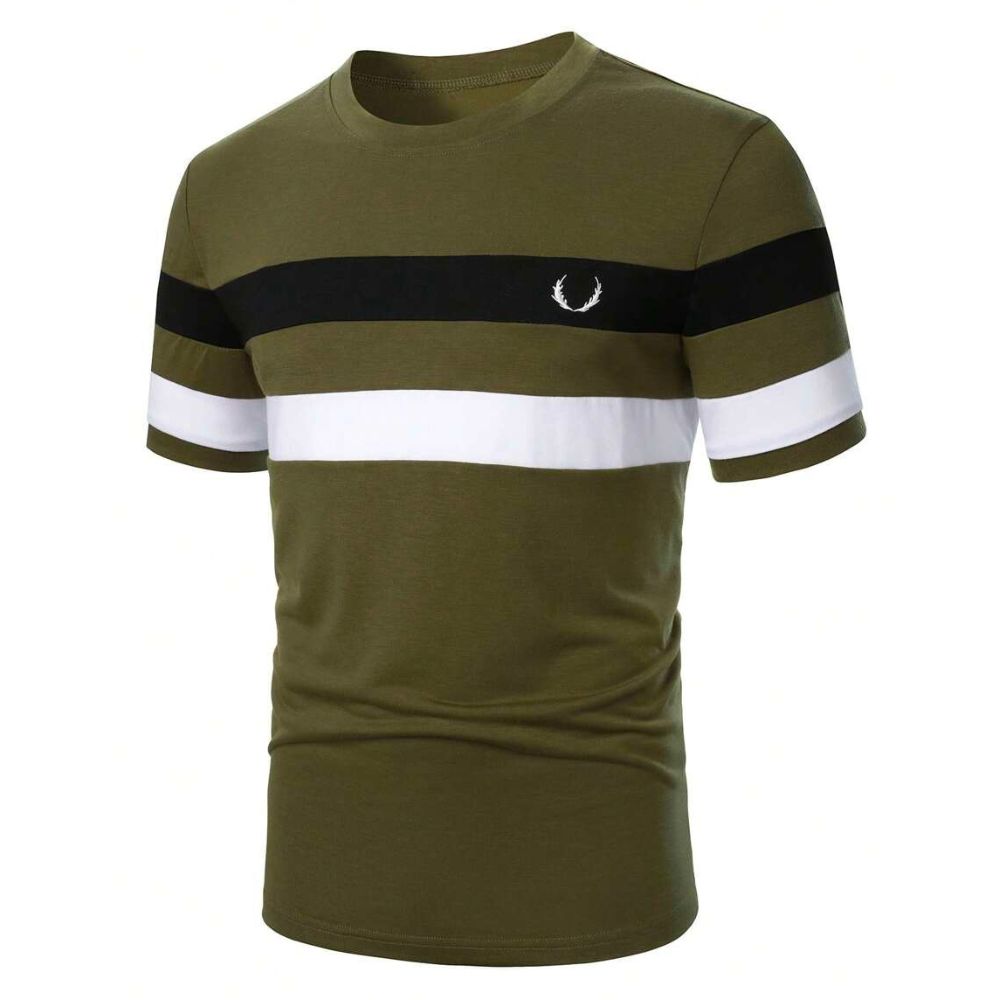 camiseta masculina verde listrada