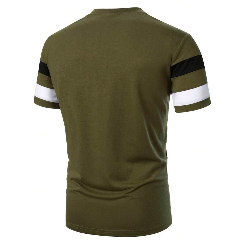 camiseta masculina verde listrada